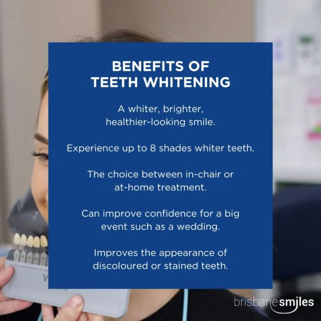 Renew your smile with Teeth Whitening! ✨

Experience the confidence of a brighter smile while bidding farewell to stains. Achieve up to 8 shades whiter teeth effortlessly.

Ready for your teeth to shine? Let's transform your smile today! 
Contact us today at 3870 3333 or via our website, link in bio💙

#brisbanesmiles #brisbanedentist #teethwhitening