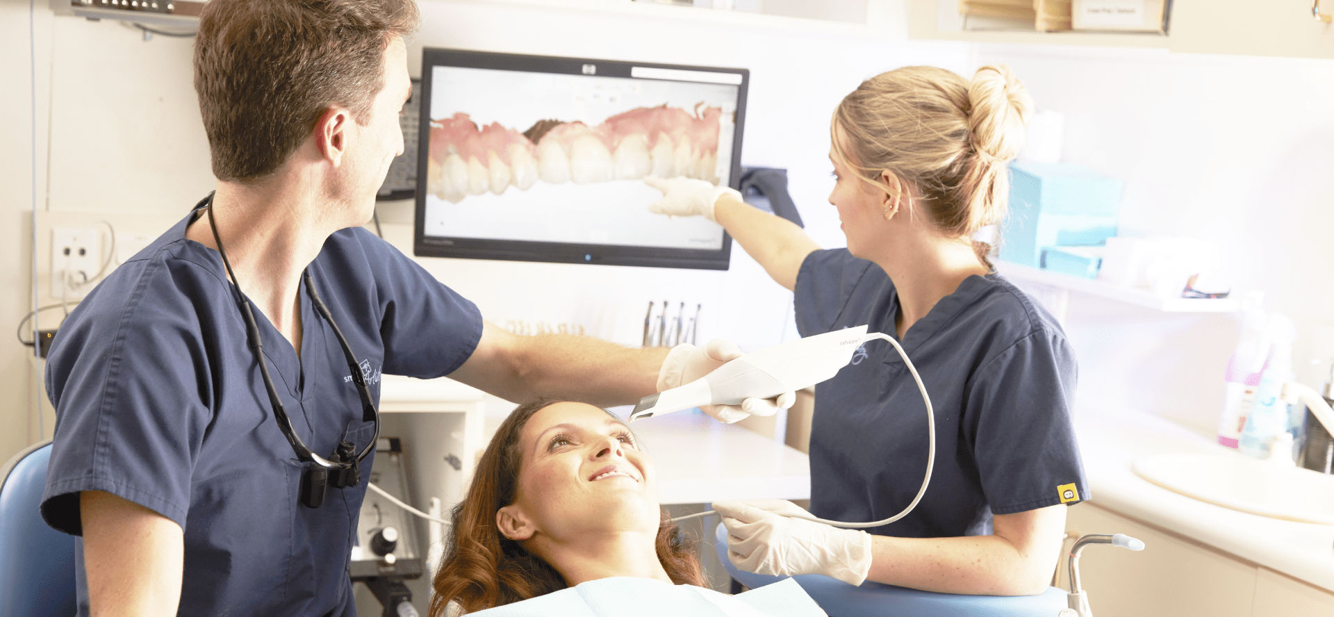 scanning a patient with the 3shape trios intraoral scanner